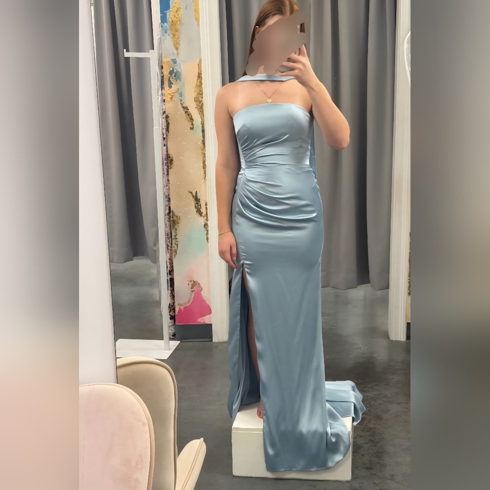 Elegant Strapless Blue Dress